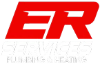 Logo with large red letters "ER" above the words "SERVICES" and "PLUMBING & HEATING" in white text on a dark background.